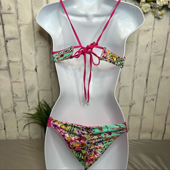 Beach Bunny Lady Lace Pink tropical bikini set - Picture 2 of 7